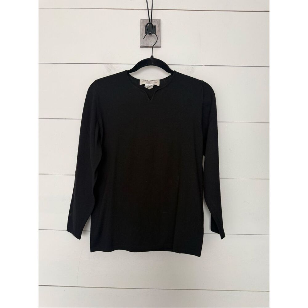 Gran Sasso Women’s 42 Wool Cashmere Silk Blend Black Sweater